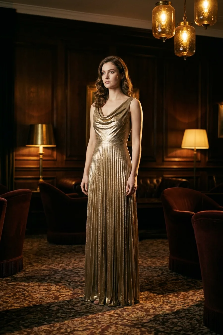 Vestido largo dorado